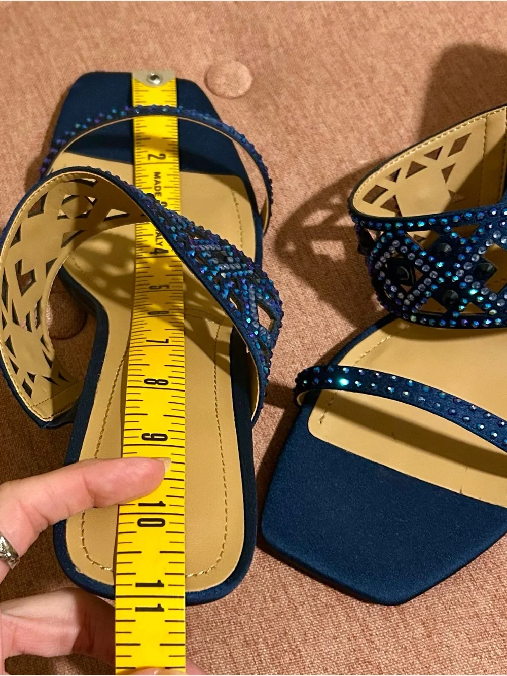 J.Renee Blue Jeweled Open-Toe Heeled Sandals